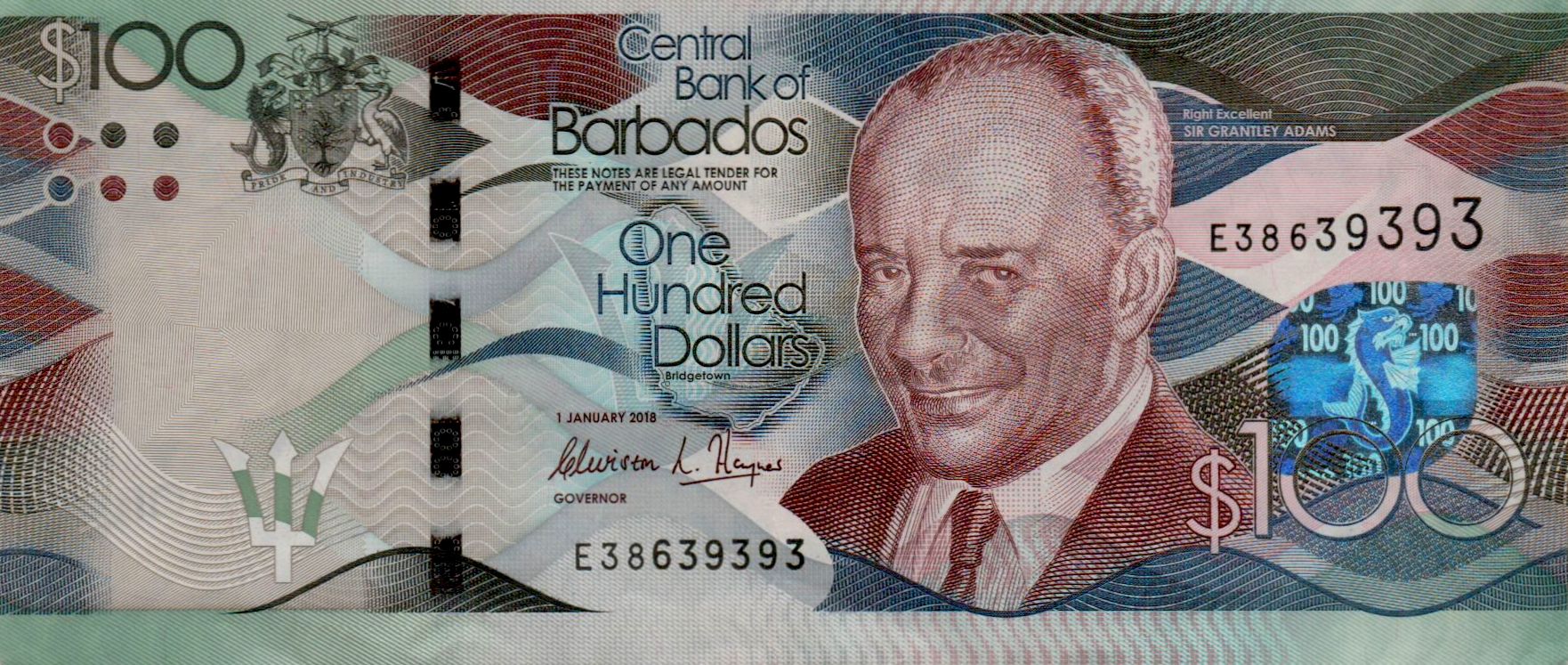 Barbados 100 2018 UNC- P-78/d